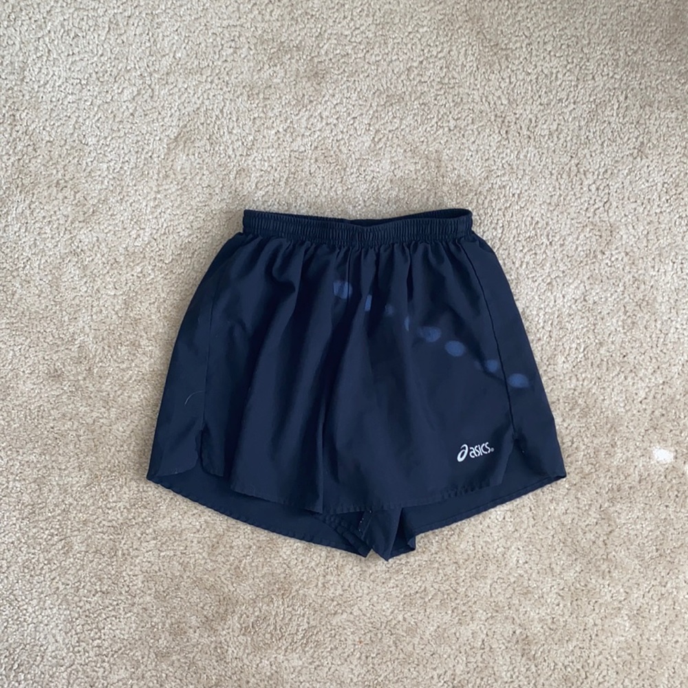 Black ASICS running shorts